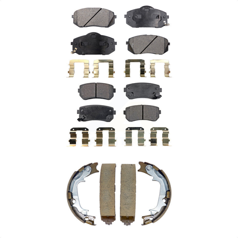 Semi-Metallic Brake Pads Parking Shoes Front Rear Kit For Hyundai Tucson Kia AWD