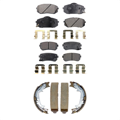 Semi-Metallic Brake Pads Parking Shoes Front Rear Kit For Hyundai Tucson Kia AWD