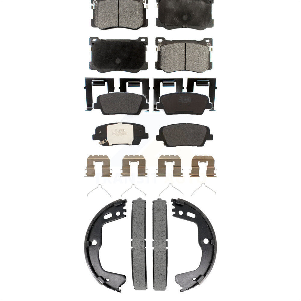 Semi-Metallic Brake Pads Parking Shoes Front Rear Kit For 18-20 Genesis G80 3.3L