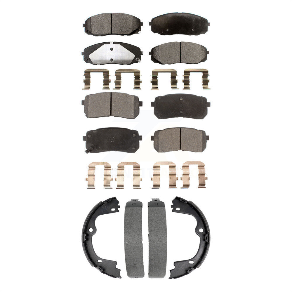 Semi-Metallic Brake Pads And Parking Shoes Front Rear Kit For Kia Sedona
