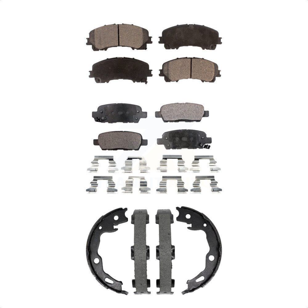 Semi-Metallic Brake Pads And Parking Shoes Front Rear Kit For Nissan Rogue