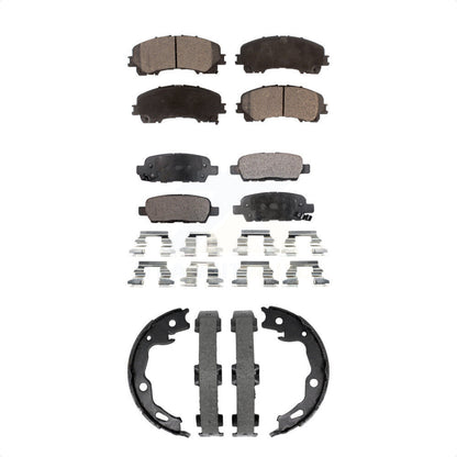 Semi-Metallic Brake Pads And Parking Shoes Front Rear Kit For Nissan Rogue