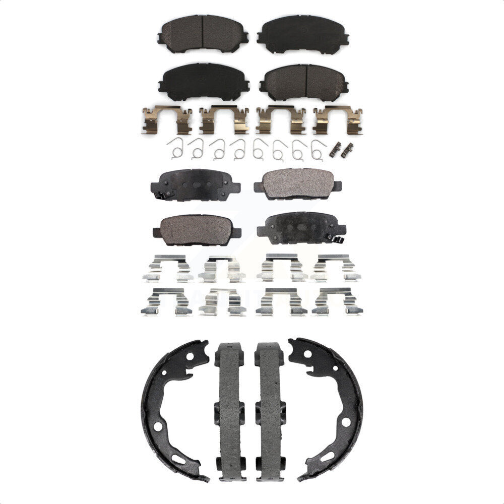 Semi-Metallic Brake Pads And Parking Shoes Front Rear Kit For Nissan Rogue Sport