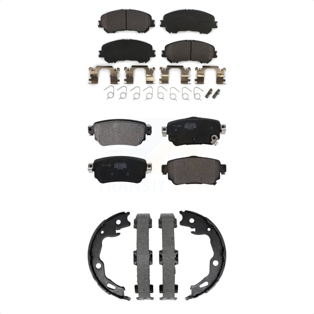 Semi-Metallic Brake Pads And Parking Shoes Front Rear Kit For Nissan Rogue Sport