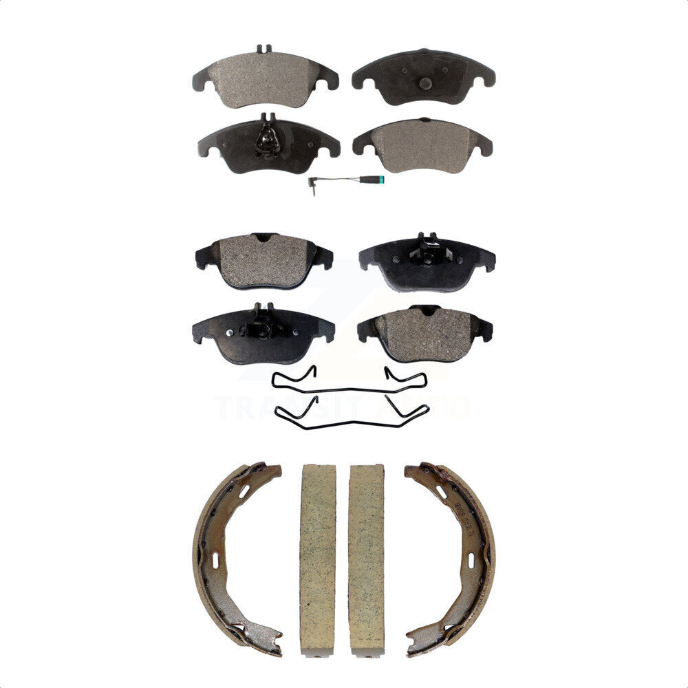 Semi-Metallic Brake Pads Parking Shoe Front Rear Kit For Mercedes-Benz C300 E350