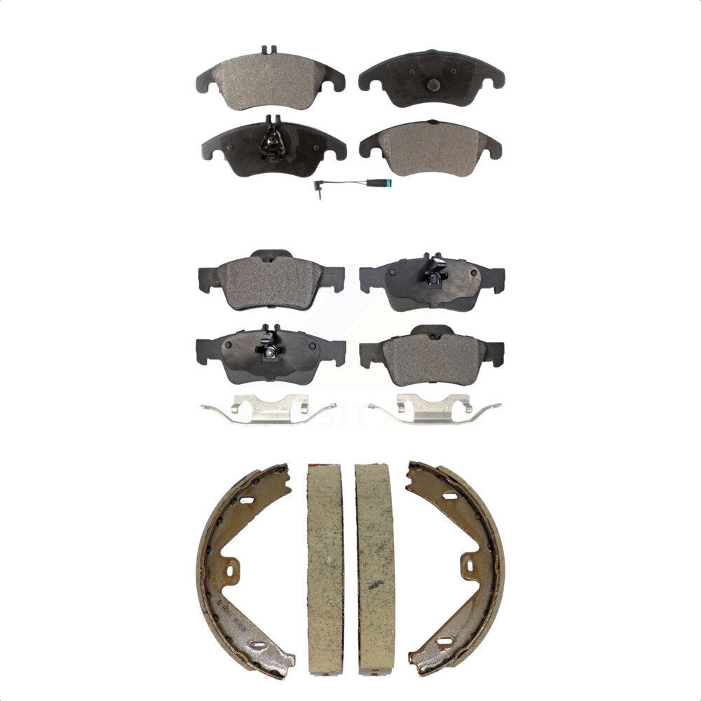 Semi-Metallic Brake Pads Parking Shoe Front Rear Kit For Mercedes-Benz E350 E400