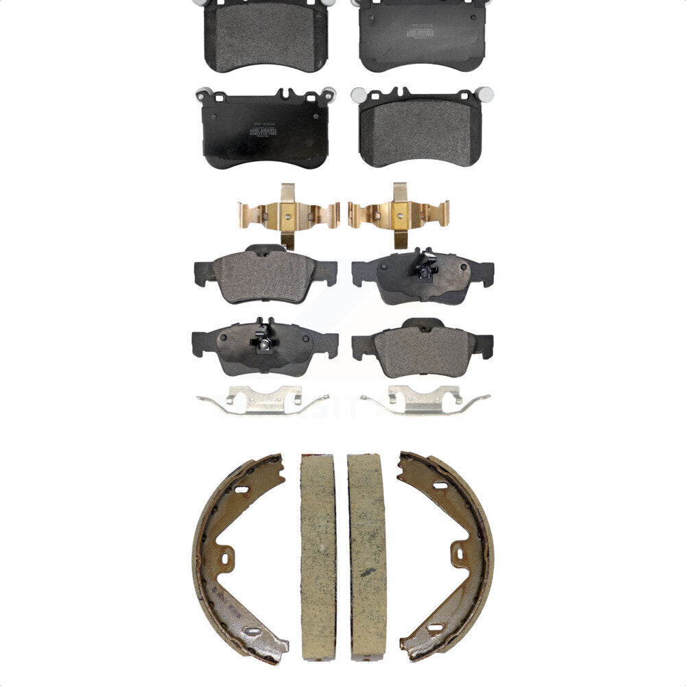 Semi-Metallic Brake Pads & Parking Shoes Front Rear Kit For Mercedes-Benz CLS550