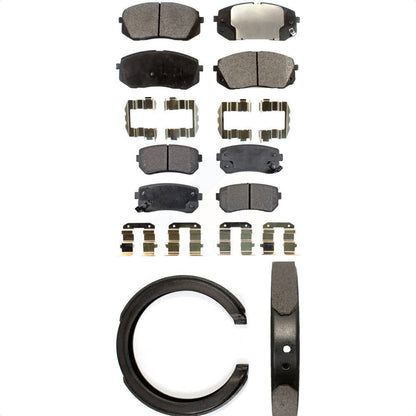 Semi-Metallic Brake Pads And Parking Shoes Front Rear Kit For Hyundai Sonata