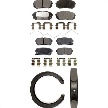 Semi-Metallic Brake Pads And Parking Shoes Front Rear Kit For Hyundai Sonata