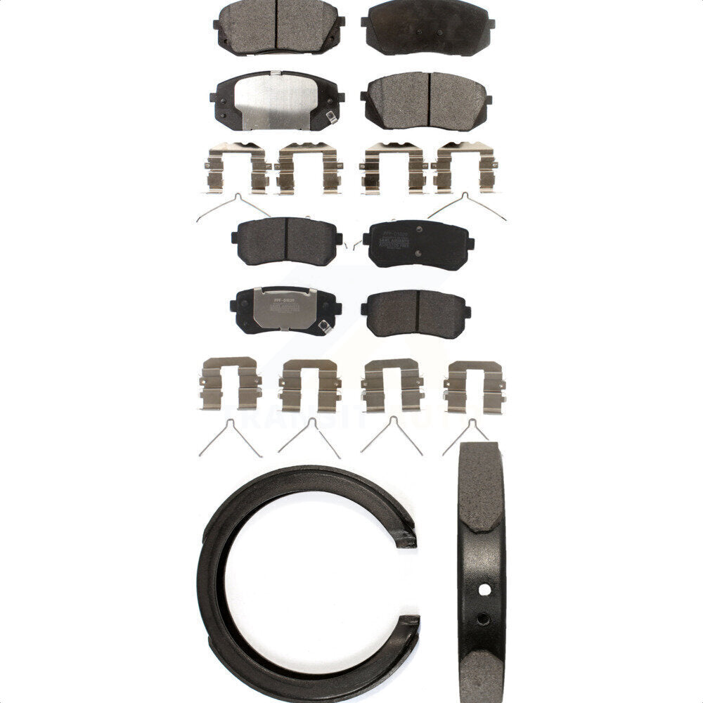Semi-Metallic Brake Pads And Parking Shoes Front Rear Kit For Kia Optima