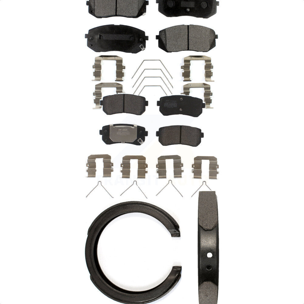 Semi-Metallic Brake Pads And Parking Shoes Front Rear Kit For Kia Optima
