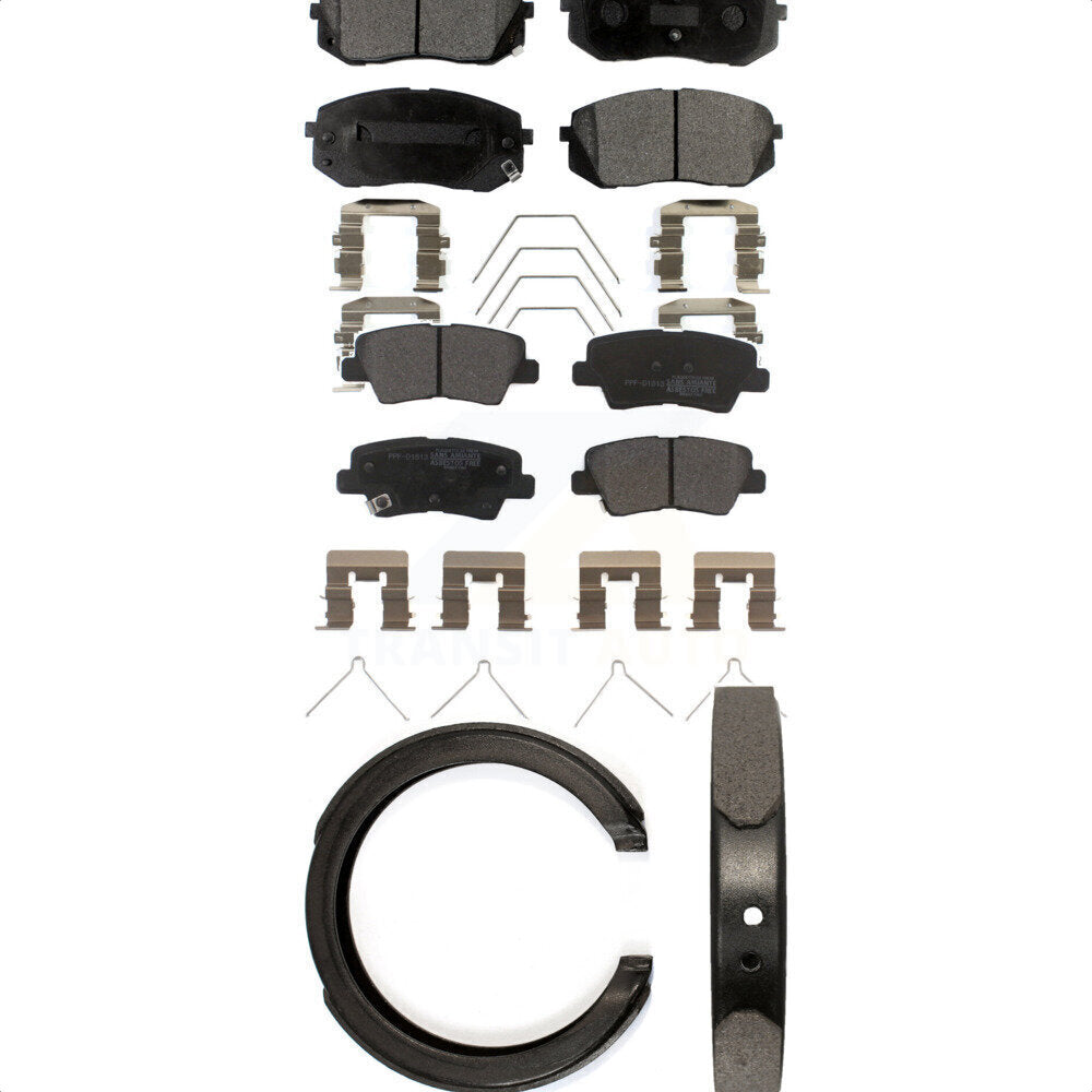 Semi-Metallic Brake Pads And Parking Shoes Front Rear Kit For Kia Optima