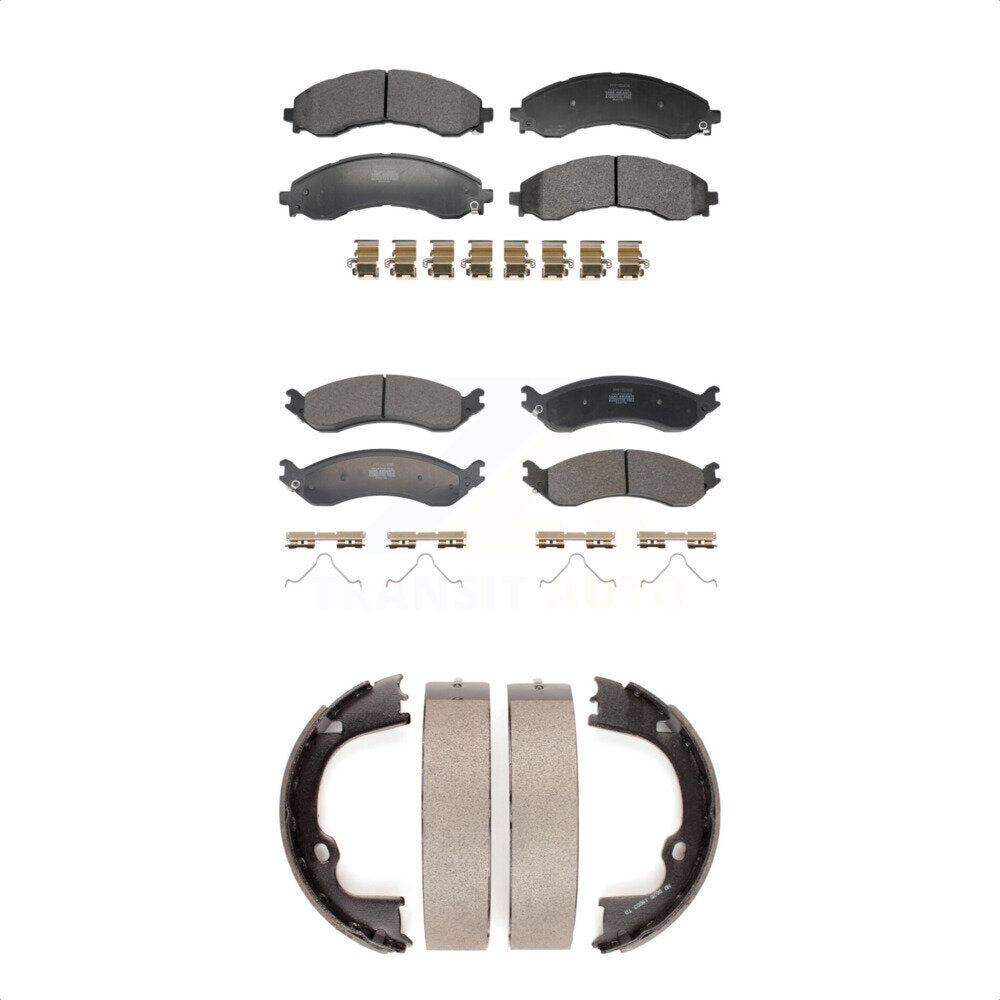 Semi-Metallic Brake Pads & Parking Shoes Front Rear Kit For GMC Chevrolet Savana