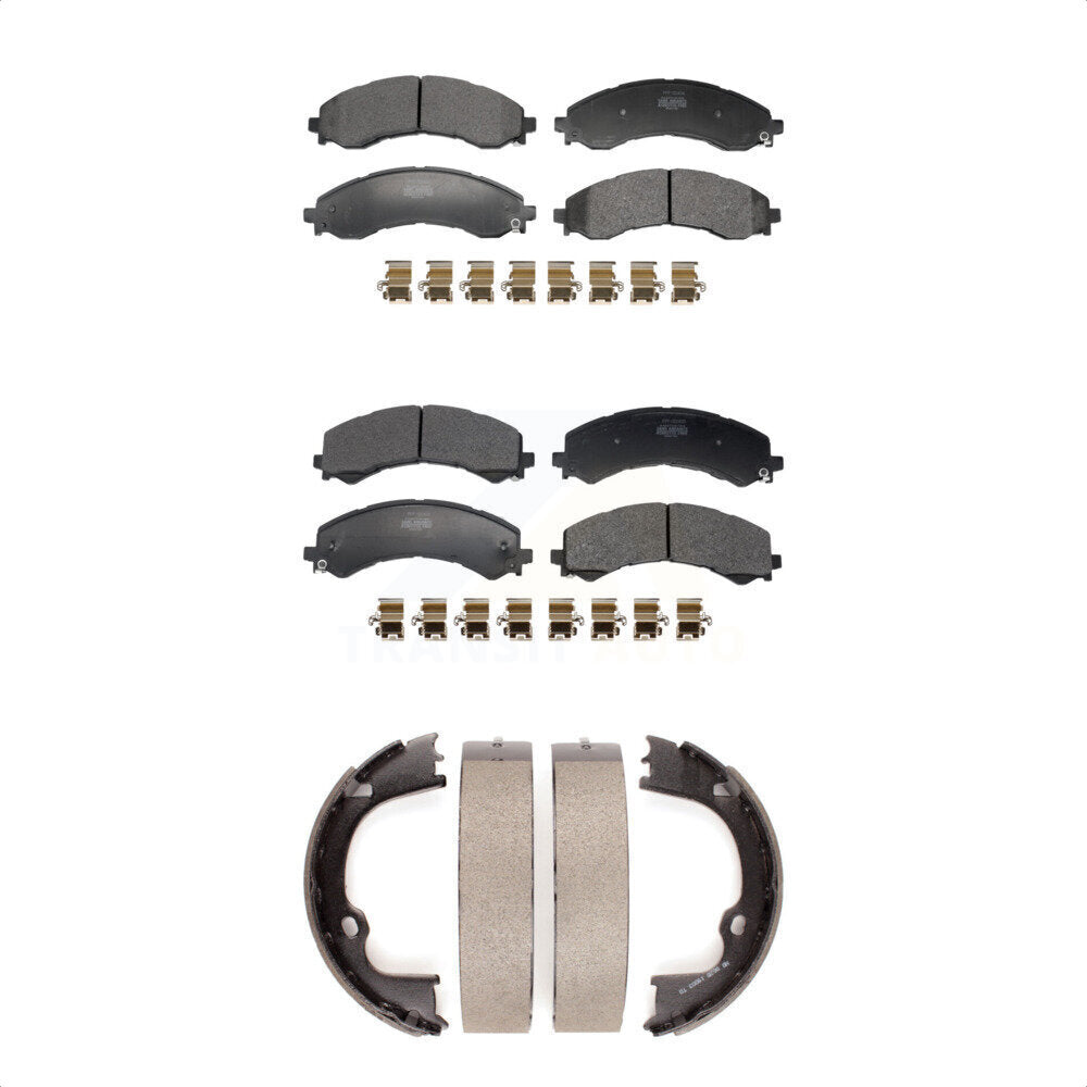 Semi-Metallic Brake Pads Parking Shoe Front Rear Kit For GMC Savana 2500 Express