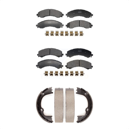 Semi-Metallic Brake Pads Parking Shoe Front Rear Kit For GMC Savana 2500 Express