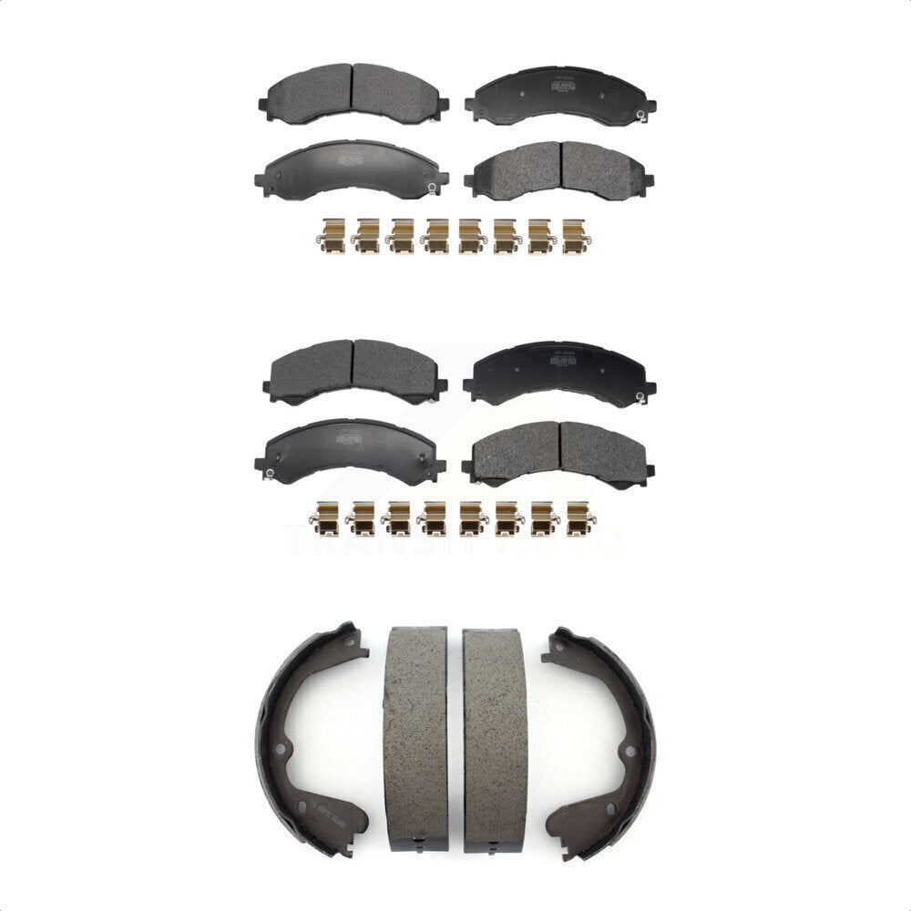 Semi-Metallic Brake Pads Parking Shoe Front Rear Kit For GMC Savana 3500 Express
