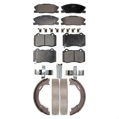 Semi-Metallic Brake Pads And Parking Shoes Front Rear Kit For Dodge Charger