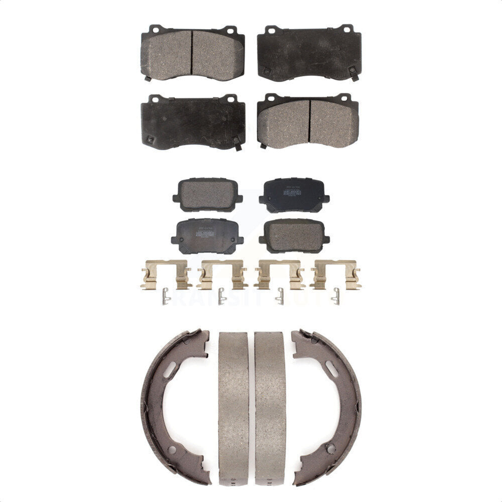 Semi-Metallic Brake Pads And Parking Shoes Front Rear Kit For Dodge Charger