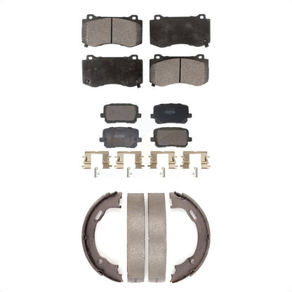 Semi-Metallic Brake Pads And Parking Shoes Front Rear Kit For Dodge Charger
