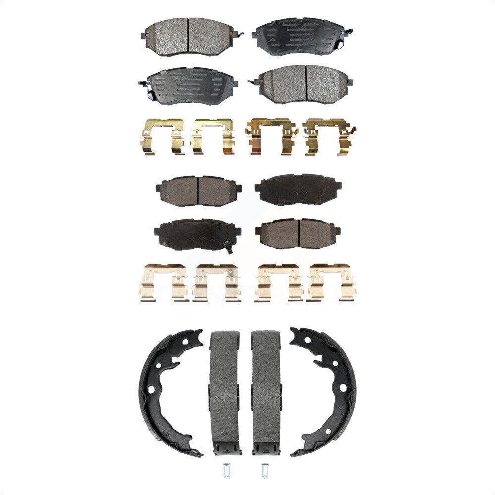 Semi-Metallic Brake Pads & Parking Shoes Front Rear Kit For Subaru Forester 2.0L