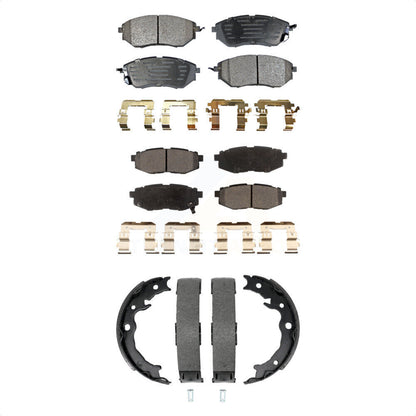 Semi-Metallic Brake Pads & Parking Shoes Front Rear Kit For Subaru Forester 2.0L
