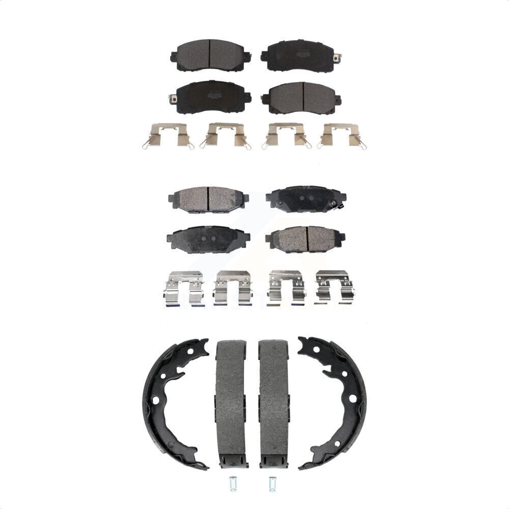 Semi-Metallic Brake Pads And Parking Shoes Front Rear Kit For Subaru Crosstrek