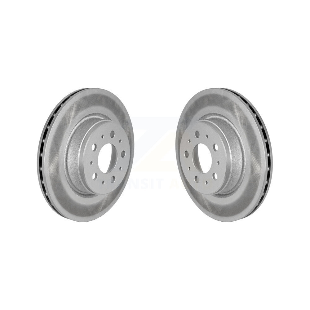 Coated Brake Rotors Front Pair For 2017-2022 Tesla 3 With Gray Painted Calipers