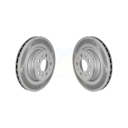Coated Brake Rotors Front Pair For 2017-2022 Tesla 3 With Gray Painted Calipers