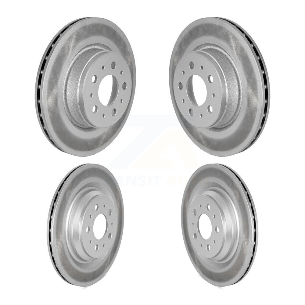 Coat Brake Rotor Front Rear Kit For 2017-2022 Tesla 3 With Gray Painted Calipers