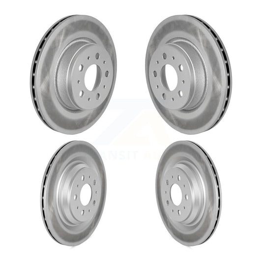 Coat Brake Rotor Front Rear Kit For 2017-2022 Tesla 3 With Gray Painted Calipers