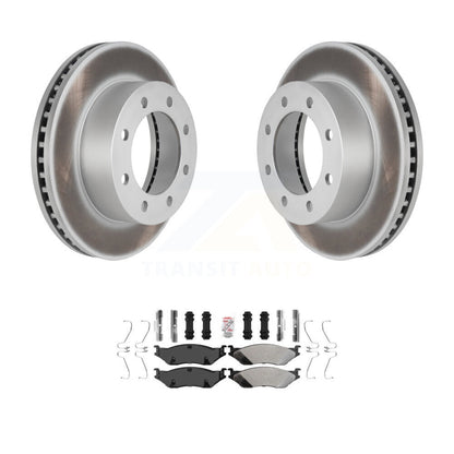 Coated Disc Brake Rotors & Semi-Metallic Pad Front Kit For Ford F-450 Super Duty