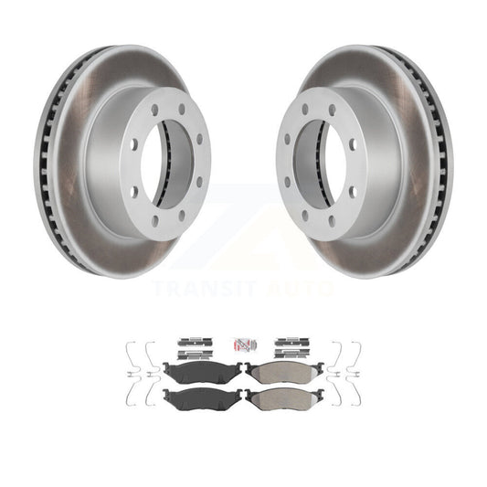 Coated Disc Brake Rotors & Semi-Metallic Pad Front Kit For Ford F-450 Super Duty