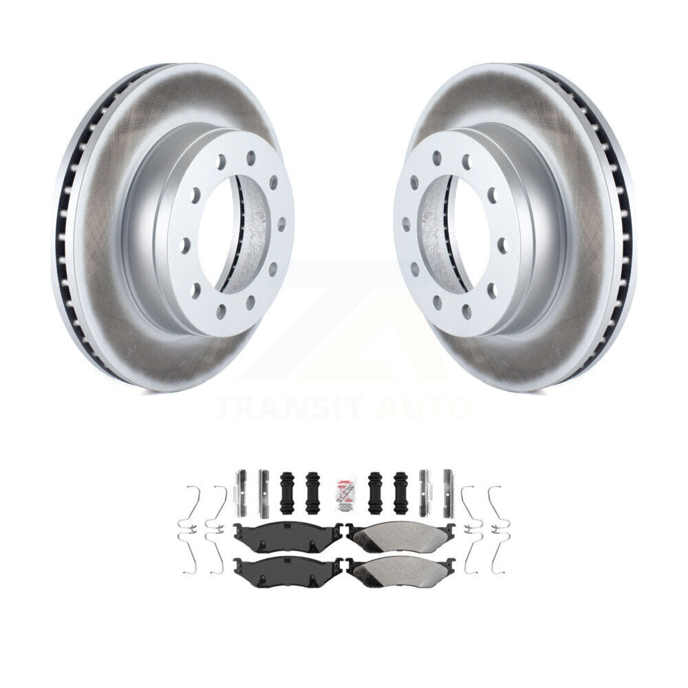 Coated Brake Rotor & Semi-Metallic Pad Front Kit For Ford F-450 Super Duty F-550