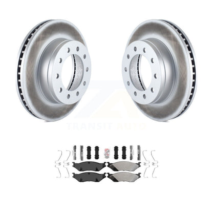 Coated Brake Rotor & Semi-Metallic Pad Front Kit For Ford F-450 Super Duty F-550
