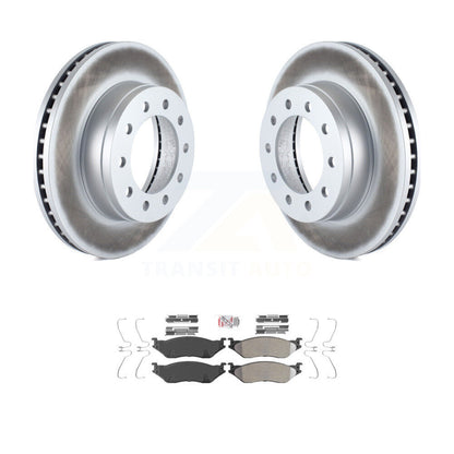 Coated Brake Rotor & Semi-Metallic Pad Front Kit For Ford F-450 Super Duty F-550