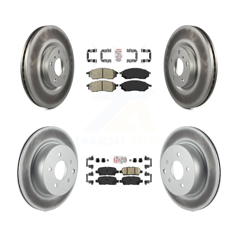 Semi-Metallic Ceramic Pad Coat Brake Rotors Front Rear Kit For INFINITI G37 EX35