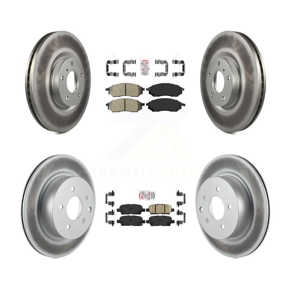 Semi-Metallic Ceramic Pad Coat Brake Rotors Front Rear Kit For INFINITI G37 EX35