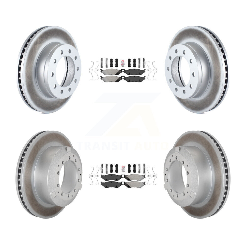 Semi-Metallic Pad Coat Disc Brake Rotor Front Rear Kit For Ford F-450 Super Duty