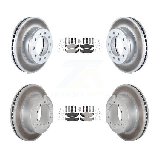 Semi-Metallic Pad Coat Disc Brake Rotor Front Rear Kit For Ford F-450 Super Duty