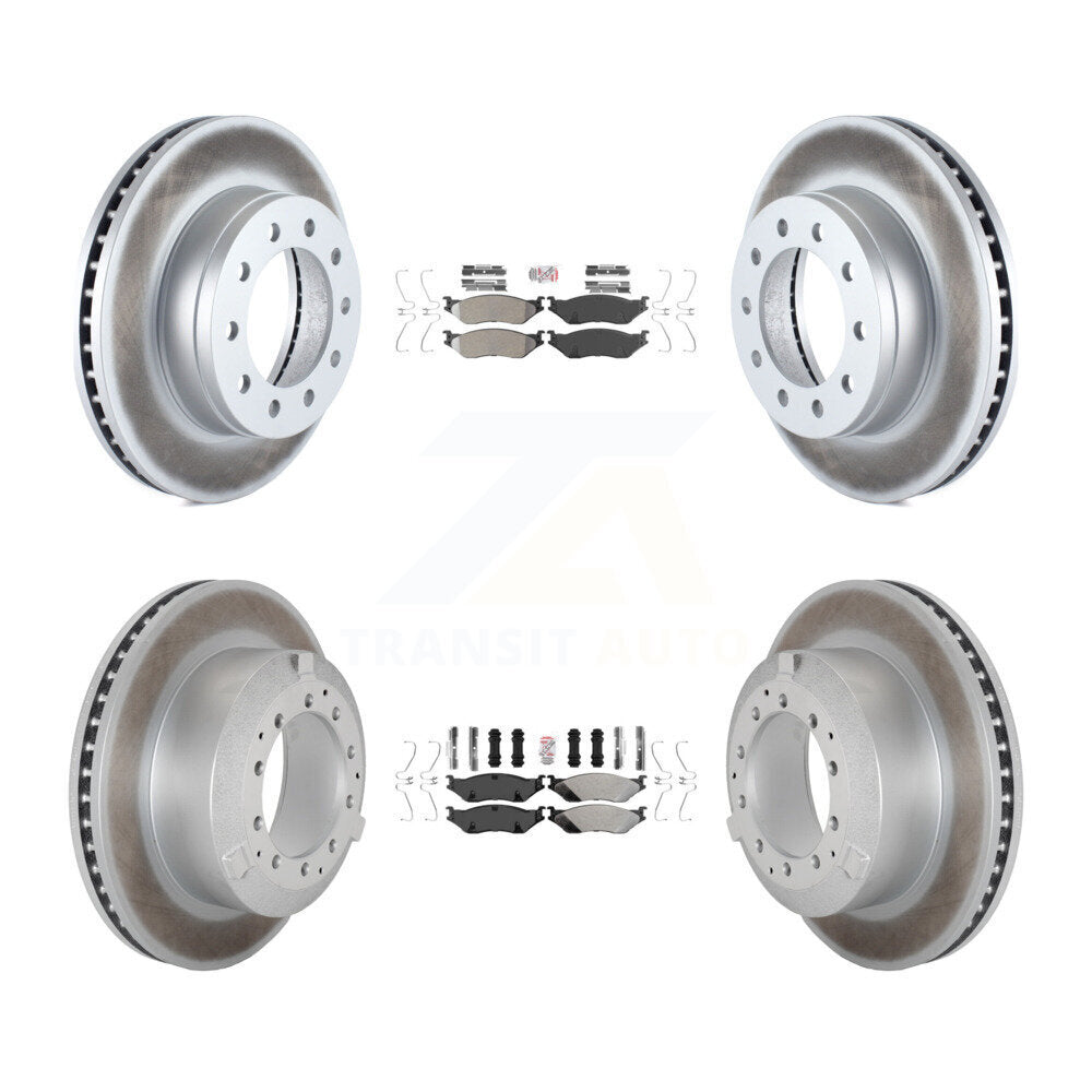 Semi-Metallic Pad Coat Disc Brake Rotor Front Rear Kit For Ford F-450 Super Duty
