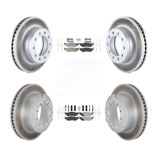 Semi-Metallic Pad Coat Disc Brake Rotor Front Rear Kit For Ford F-450 Super Duty