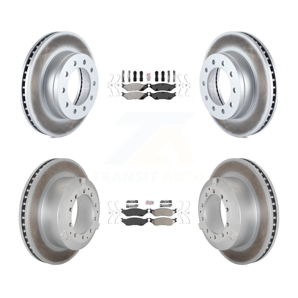 Semi-Metallic Pad Coat Disc Brake Rotor Front Rear Kit For Ford F-450 Super Duty