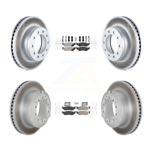 Semi-Metallic Pad Coat Disc Brake Rotor Front Rear Kit For Ford F-450 Super Duty