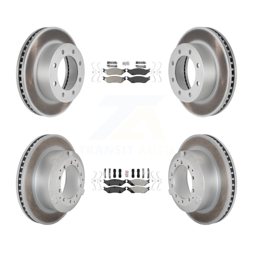 Semi-Metallic Pad Coat Disc Brake Rotor Front Rear Kit For Ford F-450 Super Duty
