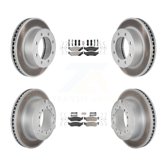 Semi-Metallic Pad Coat Disc Brake Rotor Front Rear Kit For Ford F-450 Super Duty