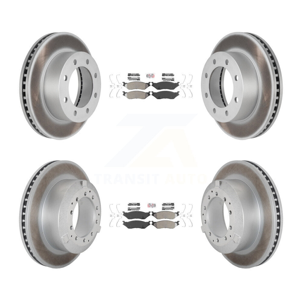 Semi-Metallic Pad Coat Disc Brake Rotor Front Rear Kit For Ford F-450 Super Duty