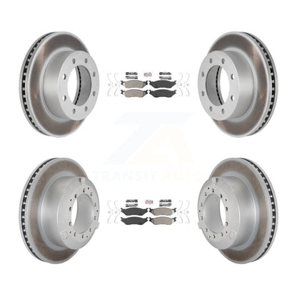 Semi-Metallic Pad Coat Disc Brake Rotor Front Rear Kit For Ford F-450 Super Duty