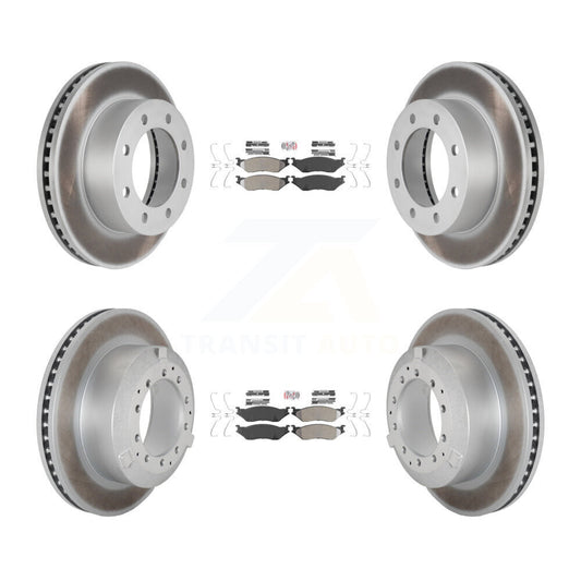 Semi-Metallic Pad Coat Disc Brake Rotor Front Rear Kit For Ford F-450 Super Duty