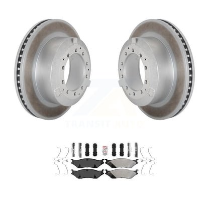 Coated Brake Rotor Semi-Metallic Pad Rear Kit For Ford F-450 Super Duty F-550 IC