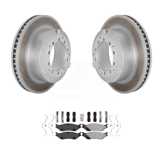 Coated Brake Rotor Semi-Metallic Pad Rear Kit For Ford F-450 Super Duty F-550 IC